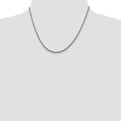 18 Inch Sterling Silver Rhodium-Plated 2.25mm Diamond-Cut Rope Chain Necklace
