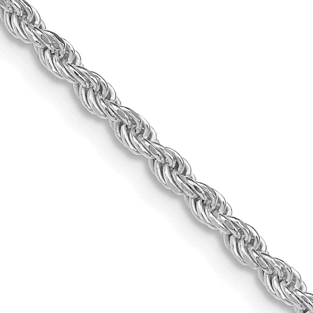24 Inch Sterling Silver Rhodium-Plated 2.25mm Diamond-Cut Rope Chain Necklace