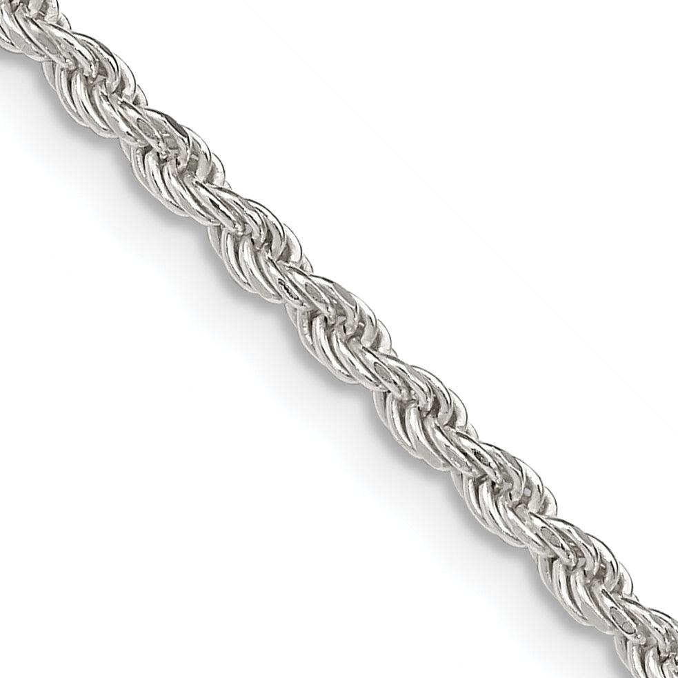 22 Inch Sterling Silver 2.25mm Diamond-Cut Rope Chain Necklace