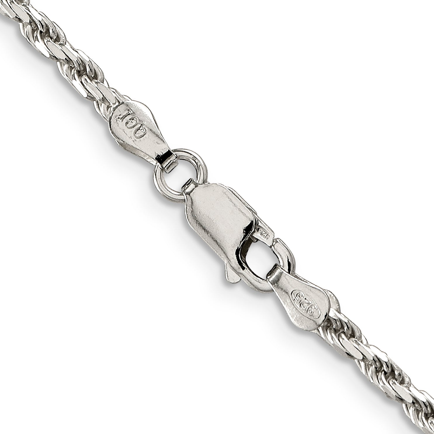 22 Inch Sterling Silver 2.5mm Diamond-Cut Rope Chain Necklace