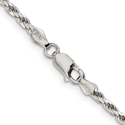 30 Inch Sterling Silver 2.5mm Diamond-Cut Rope Chain Necklace