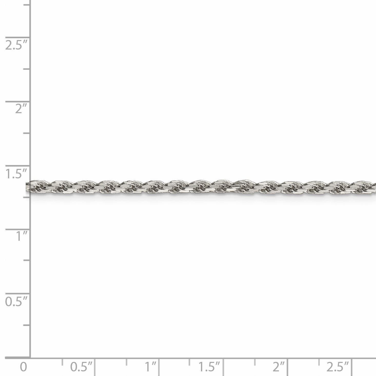 42 Inch Sterling Silver 2.5mm Diamond-Cut Rope Chain Necklace