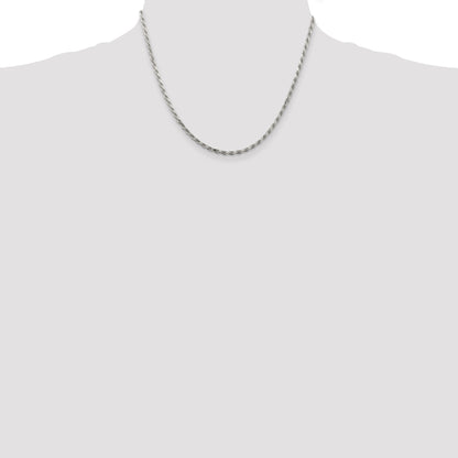 18 Inch Sterling Silver 2.5mm Diamond-Cut Rope Chain Necklace