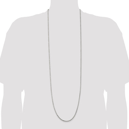 42 Inch Sterling Silver 2.5mm Diamond-Cut Rope Chain Necklace