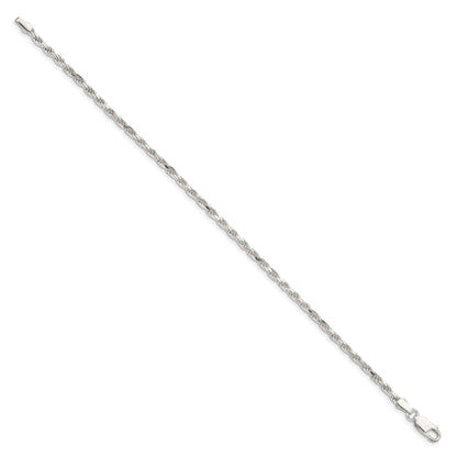 8 Inch Sterling Silver 2.5mm Diamond-cut Rope Chain Bracelet