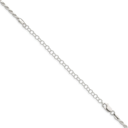 22 Inch Sterling Silver 2.5mm Diamond-Cut Rope Chain W/4In Ext.