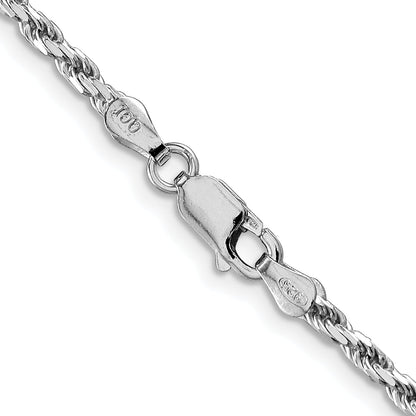 18 Inch Sterling Silver Rhodium-Plated 2.5mm Diamond-Cut Rope Chain Necklace