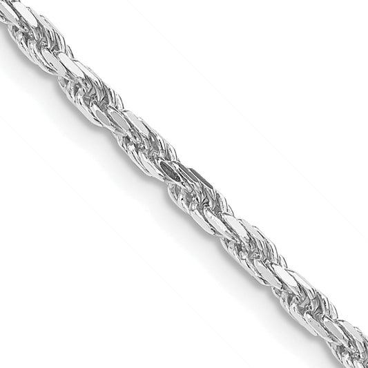 26 Inch Sterling Silver Rhodium-Plated 2.5mm Diamond-Cut Rope Chain Necklace