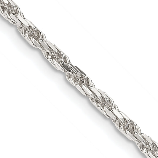 42 Inch Sterling Silver 2.5mm Diamond-Cut Rope Chain Necklace