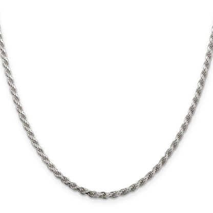 20 Inch Sterling Silver 2.75mm Diamond-Cut Rope Chain Necklace