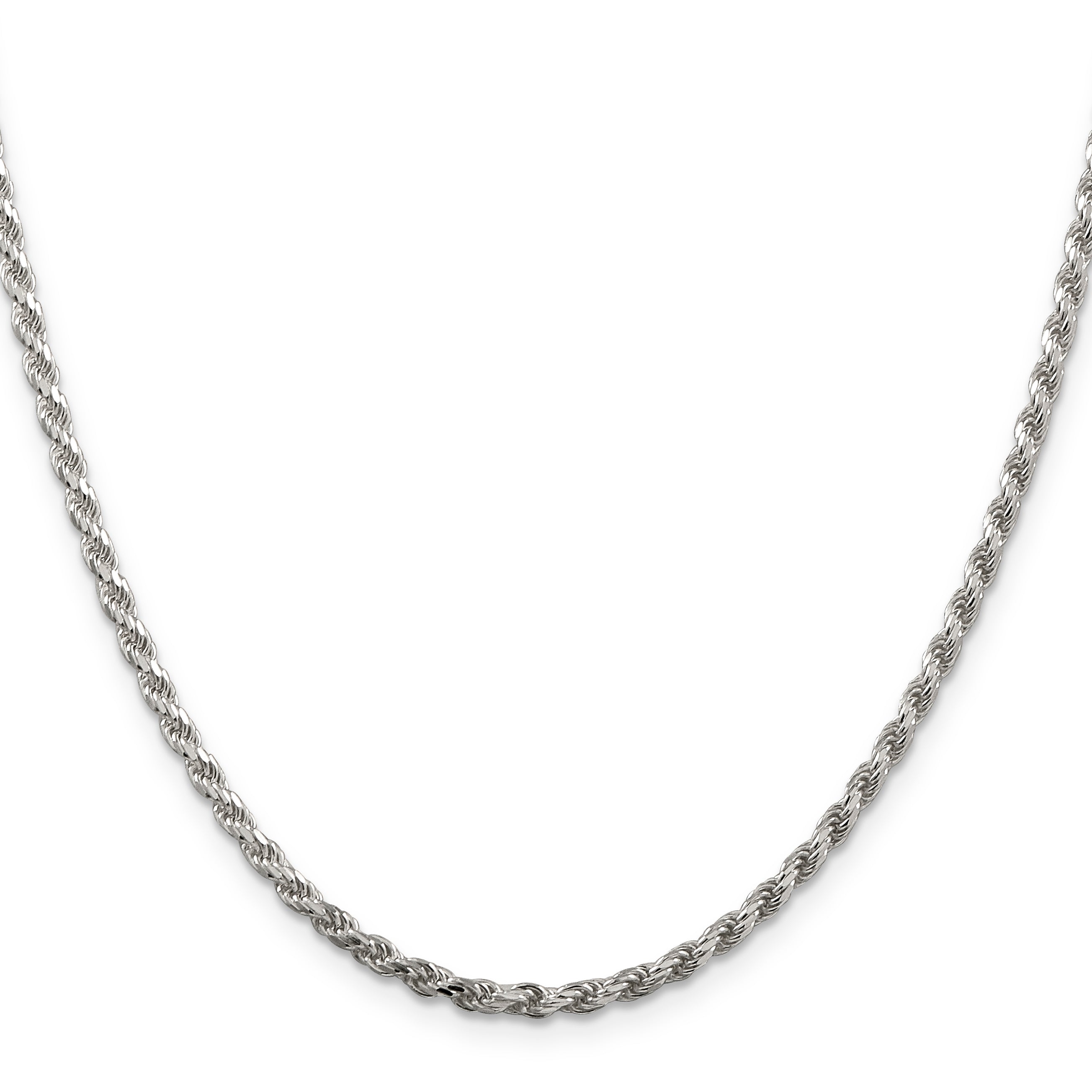 24 Inch Sterling Silver 2.75mm Diamond-Cut Rope Chain Necklace