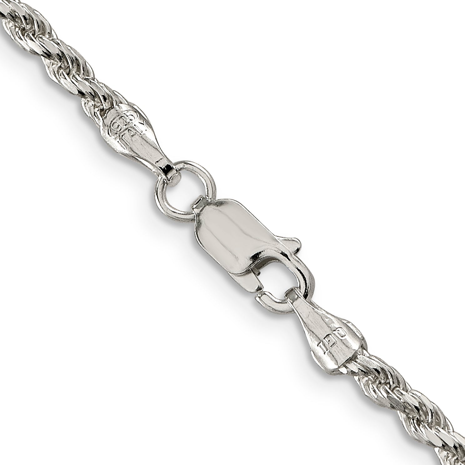 20 Inch Sterling Silver 2.75mm Diamond-Cut Rope Chain Necklace
