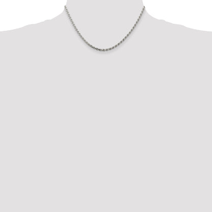 16 Inch Sterling Silver 2.75mm Diamond-Cut Rope Chain Necklace