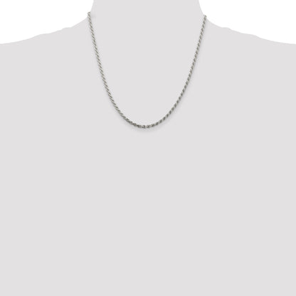 20 Inch Sterling Silver 2.75mm Diamond-Cut Rope Chain Necklace