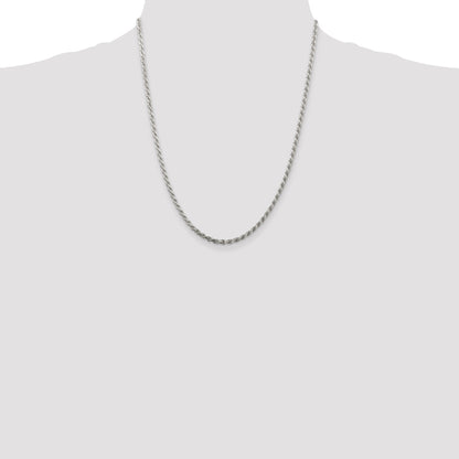 22 Inch Sterling Silver 2.75mm Diamond-Cut Rope Chain Necklace