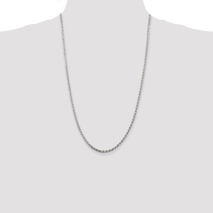 26 Inch Sterling Silver 2.75mm Diamond-Cut Rope Chain Necklace