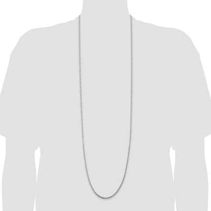 42 Inch Sterling Silver 2.75mm Diamond-Cut Rope Chain Necklace