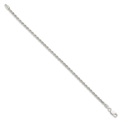 8 Inch Sterling Silver 2.75mm Diamond-cut Rope Chain Bracelet
