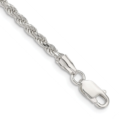 9 Inch Sterling Silver 2.75mm Diamond-Cut Rope Chain Anklet