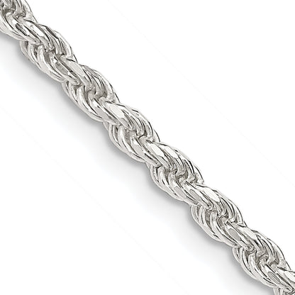 16 Inch Sterling Silver 2.75mm Diamond-Cut Rope Chain Necklace