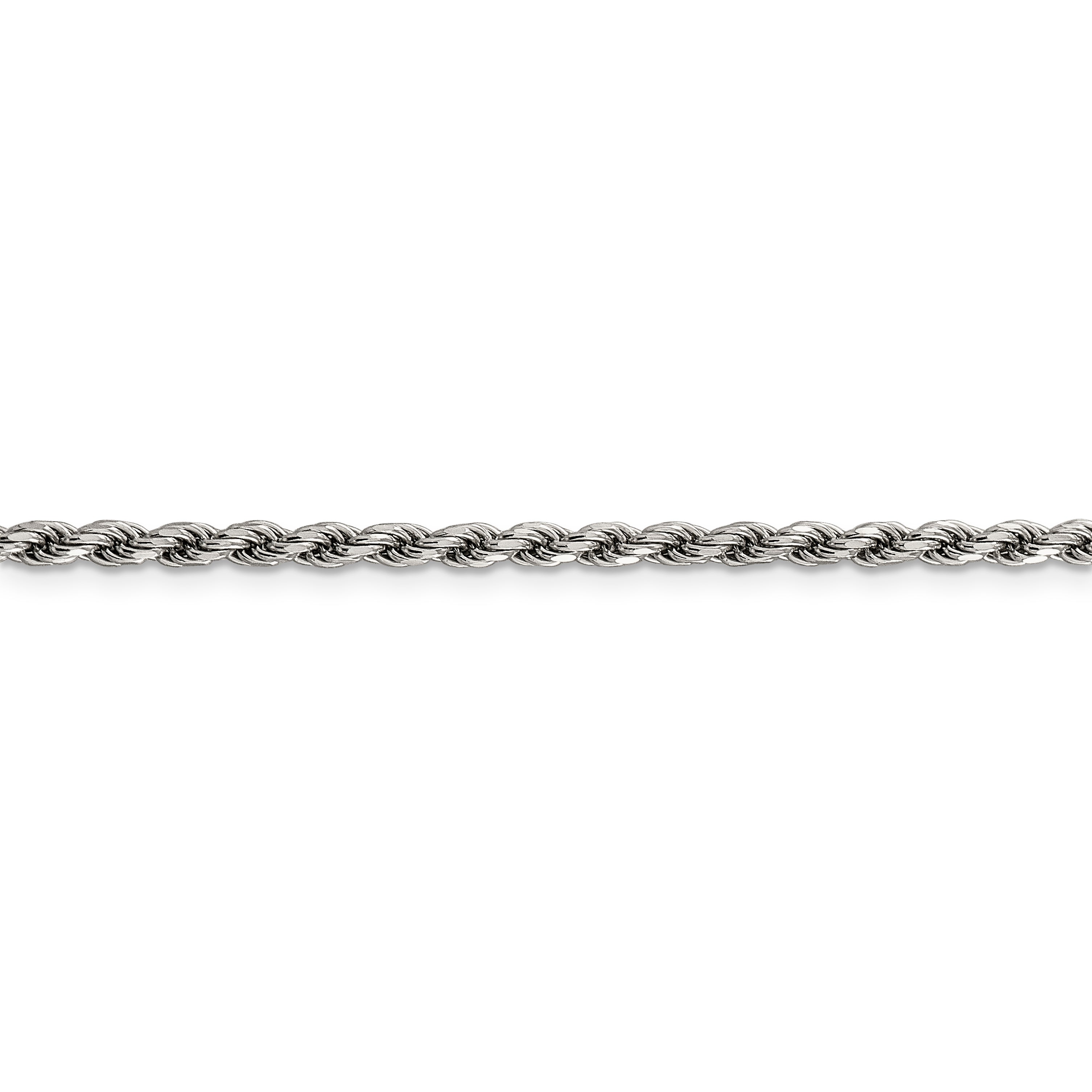 24 Inch Sterling Silver Rhodium-Plated 2.75mm Diamond-Cut Rope Chain Necklace