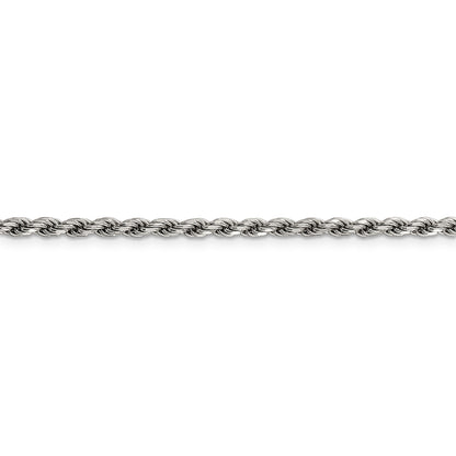 20 Inch Sterling Silver Rhodium-Plated 2.75mm Diamond-Cut Rope Chain Necklace