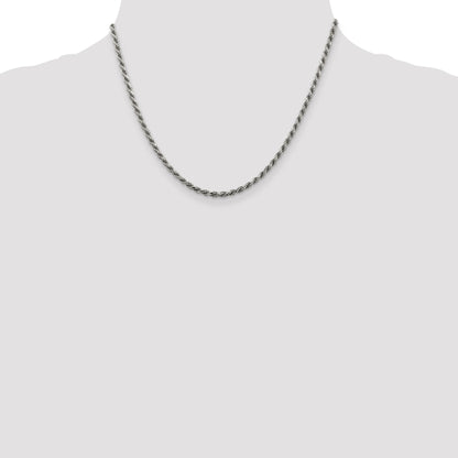 18 Inch Sterling Silver Rhodium-Plated 2.75mm Diamond-Cut Rope Chain Necklace