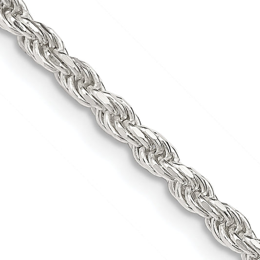 28 Inch Sterling Silver 2.75mm Diamond-Cut Rope Chain Necklace