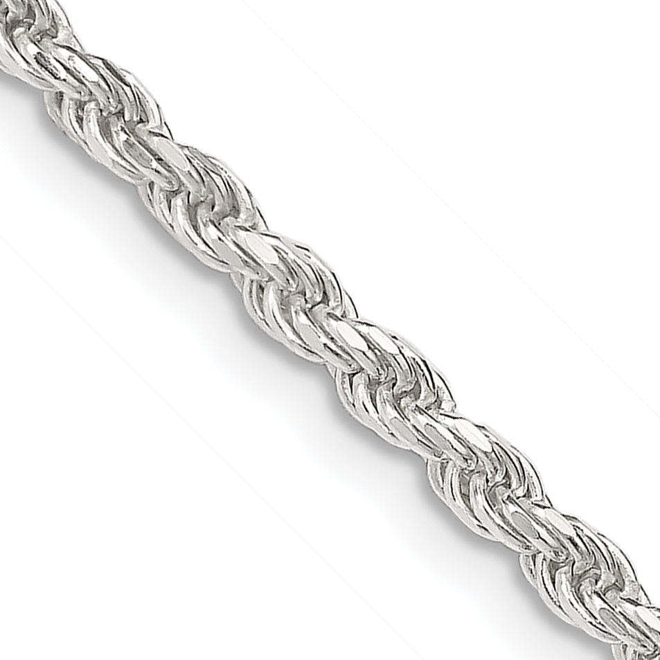 20 Inch Sterling Silver 2.75mm Diamond-Cut Rope Chain Necklace