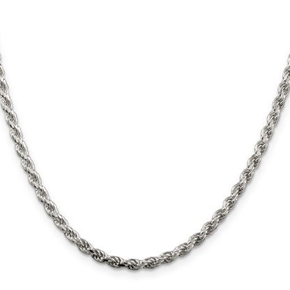16 Inch Sterling Silver 3.2mm Diamond-Cut Rope Chain Necklace