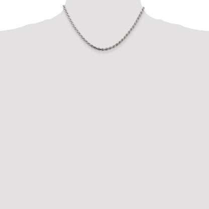 16 Inch Sterling Silver 3.2mm Diamond-Cut Rope Chain Necklace