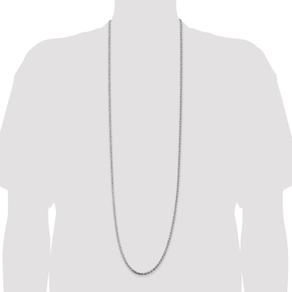 42 Inch Sterling Silver 3.2mm Diamond-Cut Rope Chain Necklace