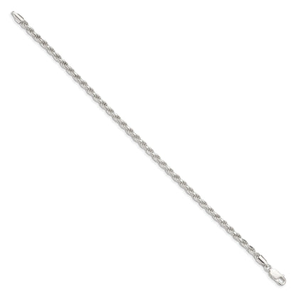 7 Inch Sterling Silver 3.2mm Diamond-cut Rope Chain Bracelet