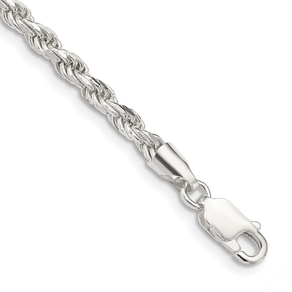 7 Inch Sterling Silver 3.2mm Diamond-cut Rope Chain Bracelet