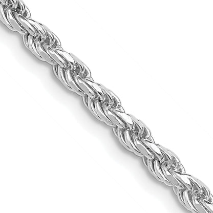 22 Inch Sterling Silver Rhodium-Plated 3.2mm Diamond-Cut Rope Chain Necklace