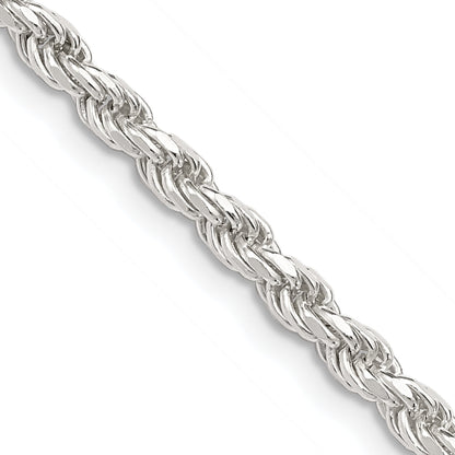 36 Inch Sterling Silver 3.2mm Diamond-Cut Rope Chain Necklace