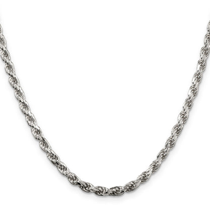 26 Inch Sterling Silver 3.75mm Diamond-Cut Rope Chain Necklace
