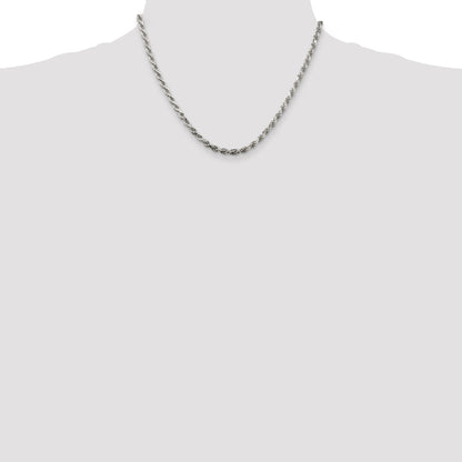 18 Inch Sterling Silver 3.75mm Diamond-Cut Rope Chain Necklace