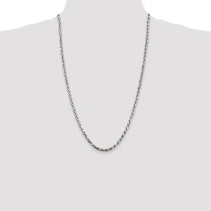 26 Inch Sterling Silver 3.75mm Diamond-Cut Rope Chain Necklace
