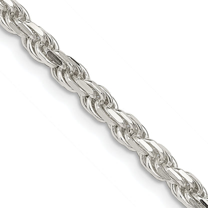 26 Inch Sterling Silver 3.75mm Diamond-Cut Rope Chain Necklace