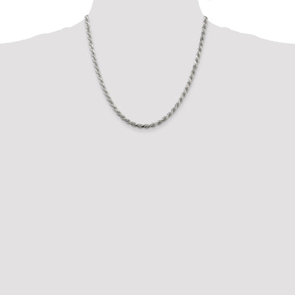 20 Inch Sterling Silver 4.25mm Diamond-Cut Rope Chain Necklace