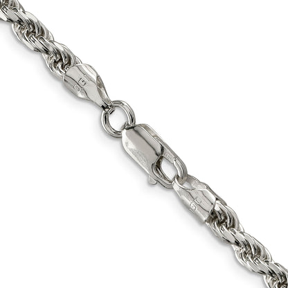 24 Inch Sterling Silver 4.6mm Diamond-Cut Rope Chain Necklace