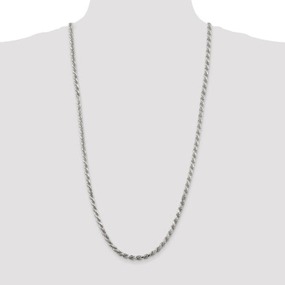 30 Inch Sterling Silver 4.6mm Diamond-Cut Rope Chain Necklace