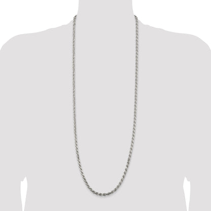 36 Inch Sterling Silver 4.6mm Diamond-Cut Rope Chain Necklace