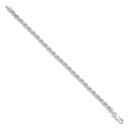 9 Inch Sterling Silver 4.6mm Diamond-Cut Rope Chain Bracelet
