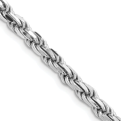 24 Inch Sterling Silver Rhodium-Plated 4.6mm Diamond-Cut Rope Chain Necklace