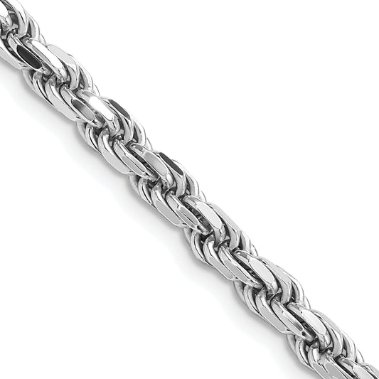 30 Inch Sterling Silver Rhodium-Plated 4.6mm Diamond-Cut Rope Chain Necklace