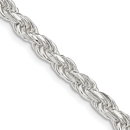 30 Inch Sterling Silver 4.6mm Diamond-Cut Rope Chain Necklace