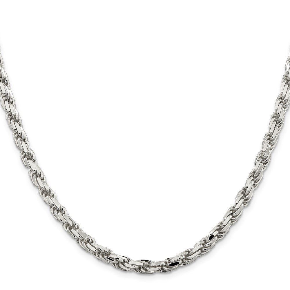 30 Inch Sterling Silver 5.75mm Diamond-Cut Rope Chain Necklace
