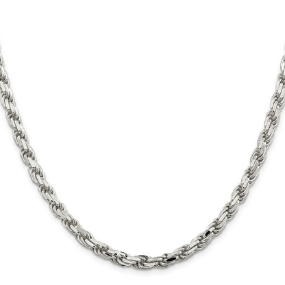 30 Inch Sterling Silver 5.75mm Diamond-Cut Rope Chain Necklace